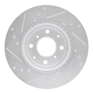 Honda Fit Brake Rotor (1) - Front Right - R1 Concepts - Drilled & Slotted - Silver - `15-`20